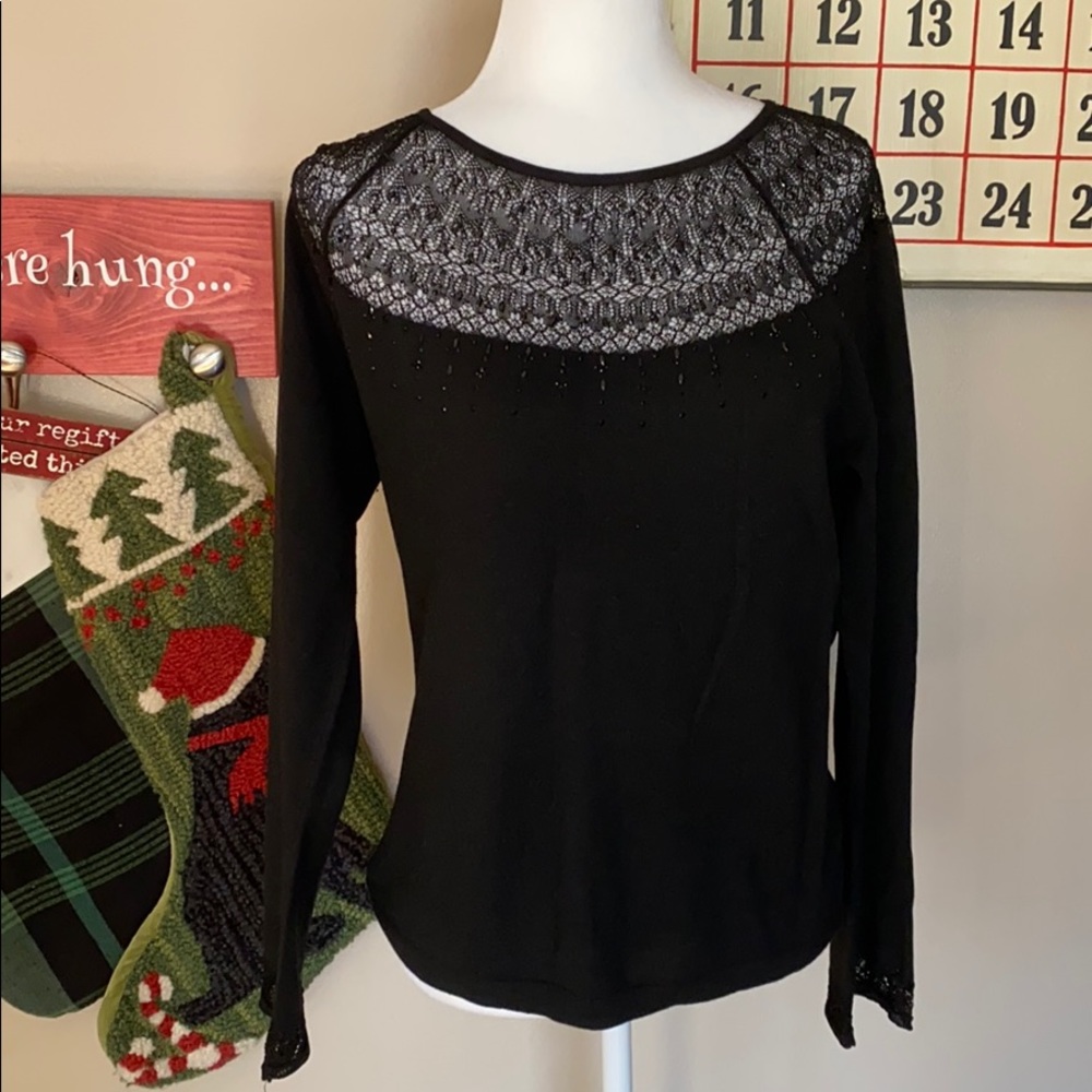 Embellished WHBM lace and beaded Sweater Size L